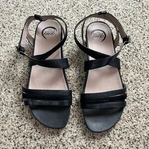 ABEO Bio System Womens Irene Wedge Sandal Size 11 Black Strappy Ankle Strap